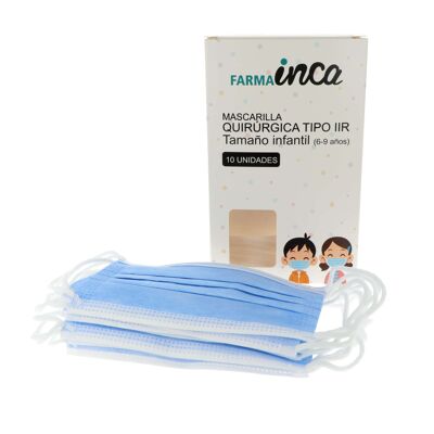 Pack de 10 Mascarillas Quirúrgicas IIR Infantiles - Azul