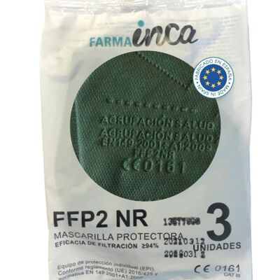 Mascarilla FFP2 NR - 3Uds - Adulto - Verde