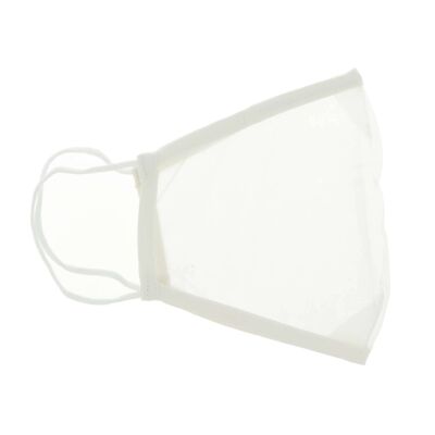 Mascarilla Reutilizable de Tela Transparente Adulto - Blanca