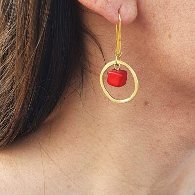 Leticia Tagua Nut and Hoop Earring - Red