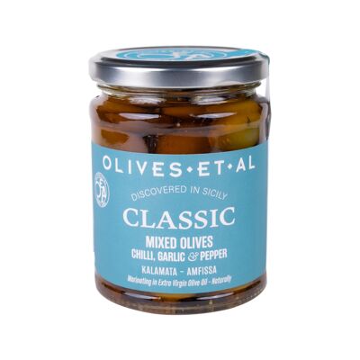Klassische Chili & Knoblauch Oliven 250g