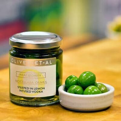 Neat & Dirty Lemon Infused Vodka & Olives 165g