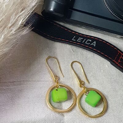 Leticia Tagua Nut and Hoop Earring - Lime Green