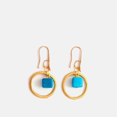 Leticia Tagua Nut and Hoop Earring - Light Blue