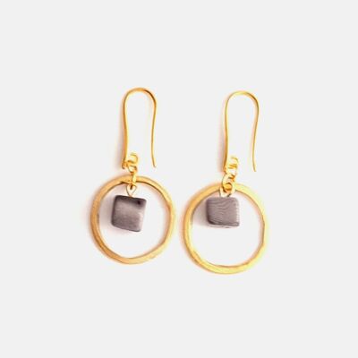 Leticia Tagua Nut and Hoop Earring - Grey