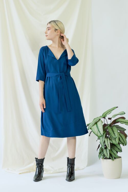 Catherine | Dress in Classic Blue with optional belt