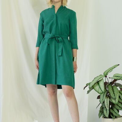 Narine | Long Sleeve Shirt Dress in Green