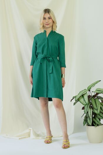 Narine | Robe chemise à manches longues en vert 1