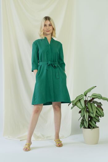 Narine | Robe chemise à manches longues en vert 2