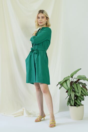 Narine | Robe chemise à manches longues en vert 6