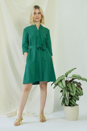 Narine | Robe chemise à manches longues en vert 8
