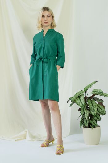 Narine | Robe chemise à manches longues en vert 9
