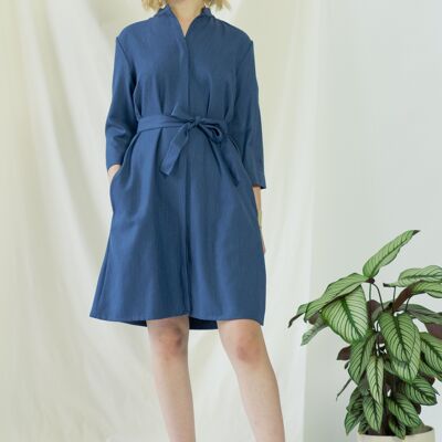 Narine | Robe chemise en bleu classique