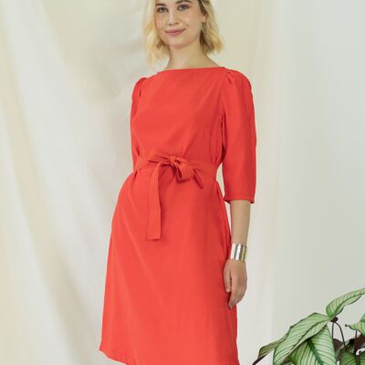 Teresa | Belted angle dress in coral