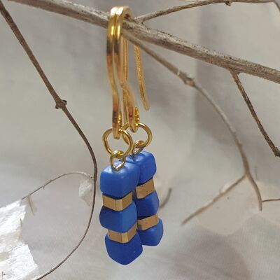 Leticia Tagua Nut Mini Drop Earrings - Cobalt Blue