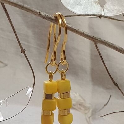 Leticia Mini Tagua Nut Drop Earrings - Yellow