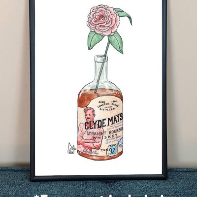 Alabama Camellia in Clyde May's Whiskey Art Print - A4 paper size