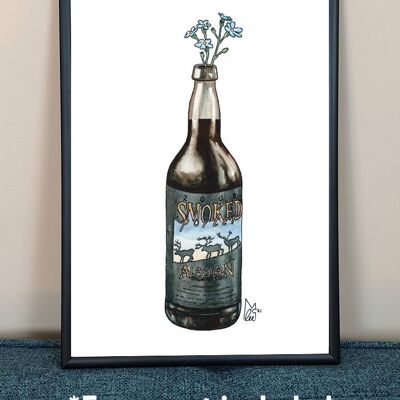 Alaska Forget-Me-Nots in Smoked Porter beer Art Print A4 - A4 paper size
