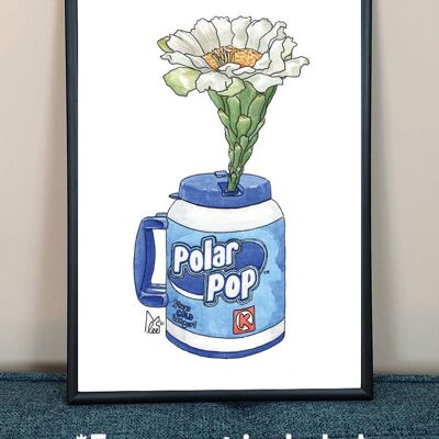 Arizona Saguaro Cactus Flower in Polar pop Art Print A4