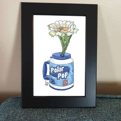 Arizona Saguaro Cactus Flower in Polar pop Framed 4x6" print