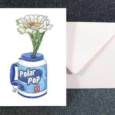 Arizona Saguaro Cactus Flower in Polar pop Greeting card