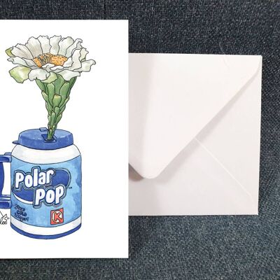 Arizona Saguaro Cactus Flower in Polar pop Greeting card