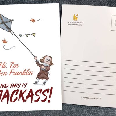 Ben Franklin Jackass - Funny Art Postcard