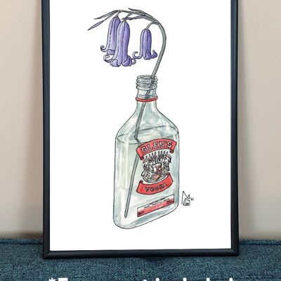 Bluebells in Glens Vodka Art Print - A4 paper size