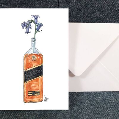Bluebells in Johnnie Walker Black Label Greeting card