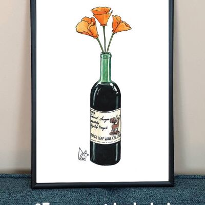California Poppy in 1974 Stag's Leap Wine Art Print - A4 paper size