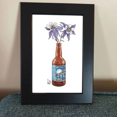 Colorado Rocky Mountain Columbine in Beer Framed 4x6" print