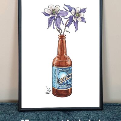 Colorado Rocky Mountain Columbine in Blue Moon Art Print - A3 paper size