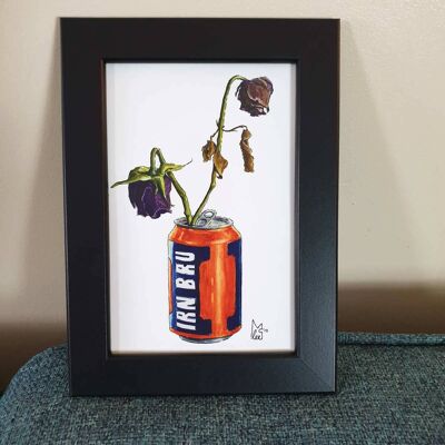 Dead roses in Iron Brew Can Framed 4x6" print
