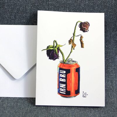 Dead roses in Iron Brew Can Greeting card