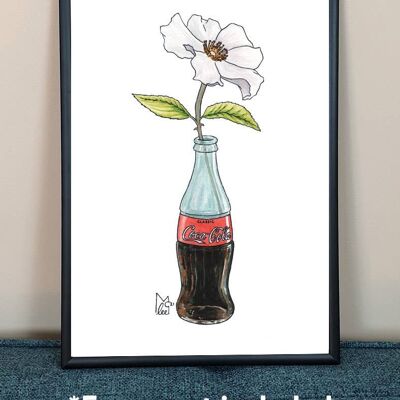 Georgia Cherokee Rose in Coca-Cola bottle Art Print - A4 paper size