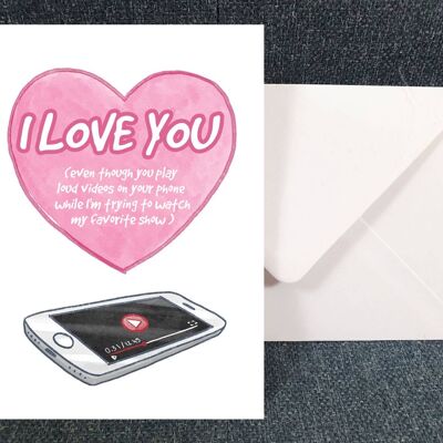 I love you phone - Art greeting card