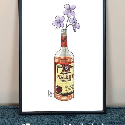 Illinois Violets in Malort Art Print - A4 paper size
