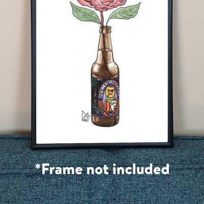 Indiana Peony in 3 Floyds Gumballhead beer Art Print - A3 paper size