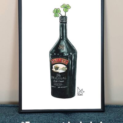 Ireland Shamrock in Baileys Art Print - A3 paper size