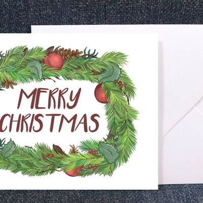 Merry Christmas Wreath - Art Christmas Greeting card