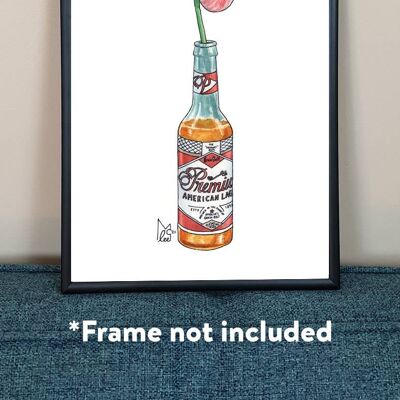 Minnesota Pink and White Lady's Slipper in beer Art Print - A4 paper size