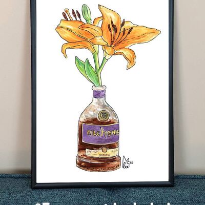 Orange lilies in Kilchoman Art Print - A4 paper size