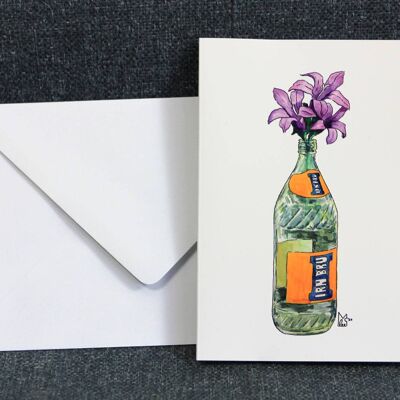Purple flowers in Iron Brew Glass Greeting card