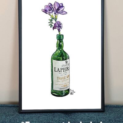 Purple flowers in Laphroaig Art Print - A3 paper size