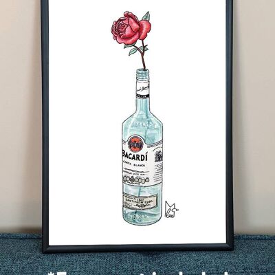 Rose in Bacardi Art Print - A4 paper size