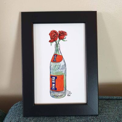 Roses in Iron Brew glass Framed 4x6" print