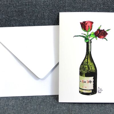 Roses in Wine Bottle Greeting card