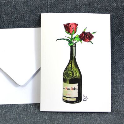 Roses in Wine Bottle Greeting card