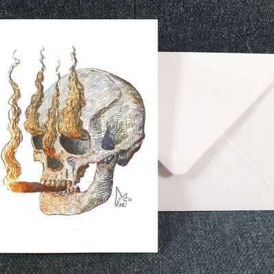 Smoking Skull - Art Greeting card