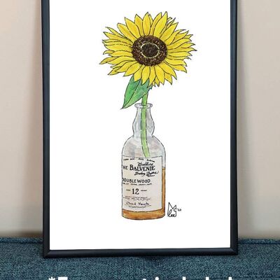 Sunflower in Balvenie Art Print - A4 paper size